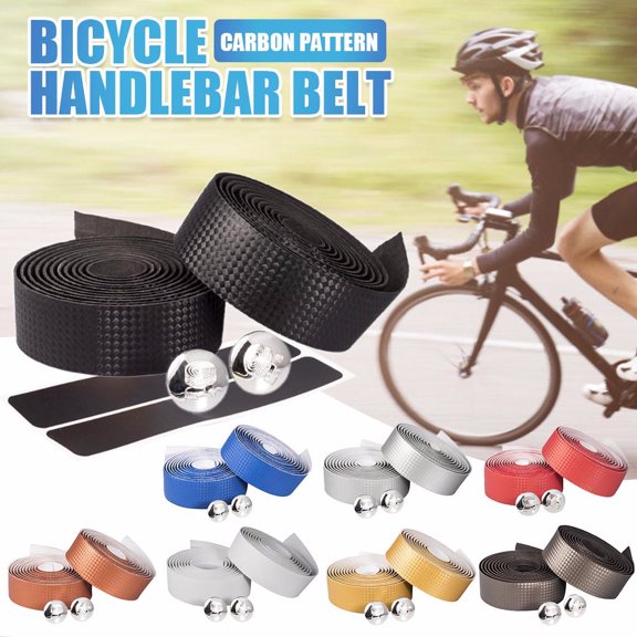Bike Handlebar Tapes With 1Pcs Handle End Plugs And 1Pcs Finishing Tapes, Self-Adhesive Multifunctional Bicycle Handlebar Tapes Bicycle Riding Shoe Covers Lock Shoe Covers Carbon Pattern Style