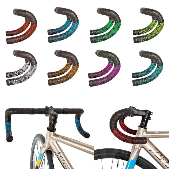 Bike Handlebar Tapes,Curve Handlebar Bicycle Tape Soft & Smooth Grip Shock Absorbing Sweat-wicking,Bike Bar Handle Wraps with Bar Plugs for Road Bike/MTB Mountain Bike