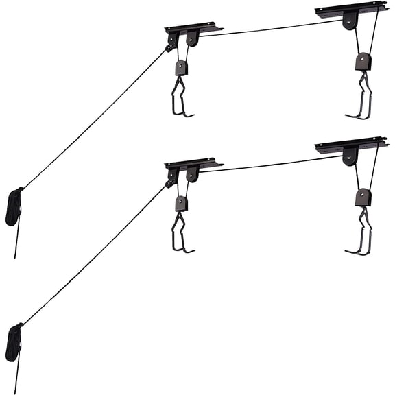 Bike Hanger - Overhead Hoist Pulley System with 100lb Capacity for Bicycles or Ladders - Secure Garage Ceiling Storage by Rad Sportz