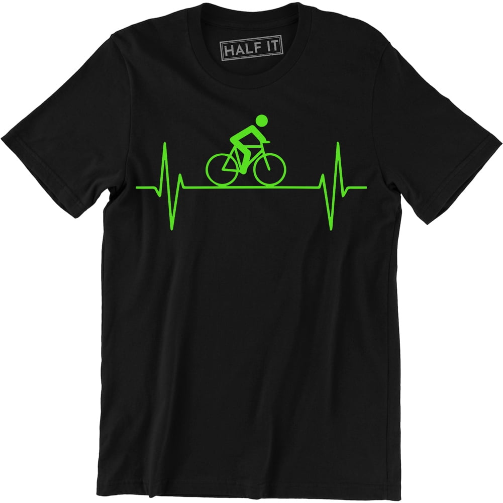 Bike Heartbeat Pulse Cycling Bicycle Ride Exercise Gift Men's Tee Shirt ...