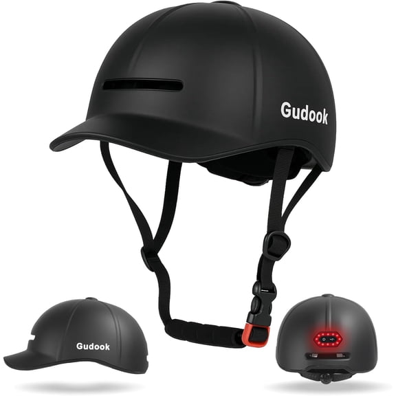 Bike Helmet Adult - Bicycle Helmets for Men Women with LED Rear Lights Baseball Cap Style Adjustable Scooter City Road Commuter Cycling Biking Skating