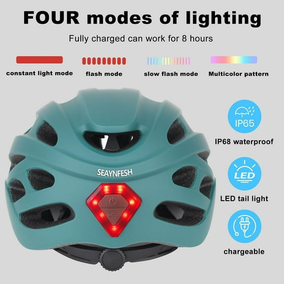 Bike Helmet Adult Men and Women, Road Cycling Helmet with Safe Tail Lights, Unisex Bicycle Helmet for Commuter Biking