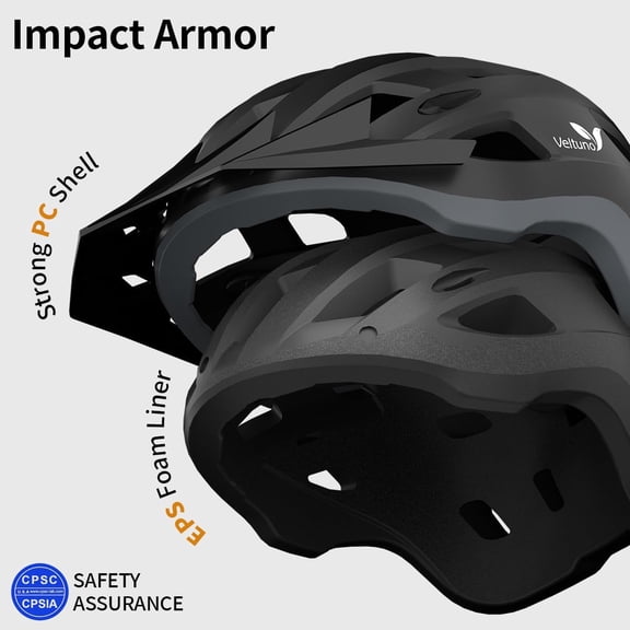 Bike Helmet for Adults, Lightweight Mountain Bicycle Helmet with USB Rechargeable LED Rear Light, Removable Sun Visor for Women, Men, Suitable for Cycling and Commuting