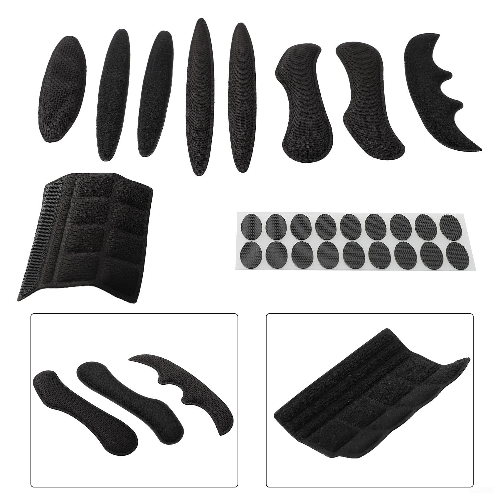 Bike Helmet Liner Replacement Kit 9 Pieces Black Bike Liner Sponge EVA