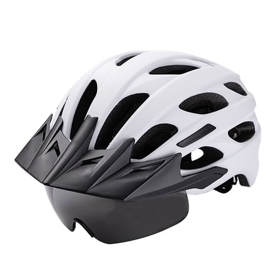 Bike Helmet with USB Rechargeable Rear Light Detachable Magnetic Goggles Removable Sun Visor Mountain & Road Bicycle Helmets for Men Women Adult Cycling