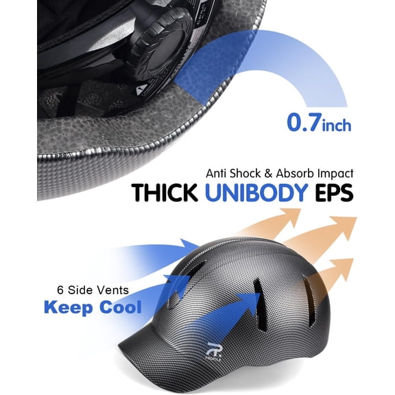 Bike Helmet for Adult Men & Women - Magnetic Buckle, Baseball Cap Style Bicycle Helmet with Visor