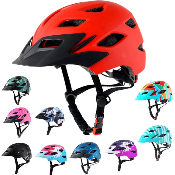 Bike Helmet with LED Light Detachable Visor for Skating Cycling Scooter Skateboard Adjustable & Lightweight