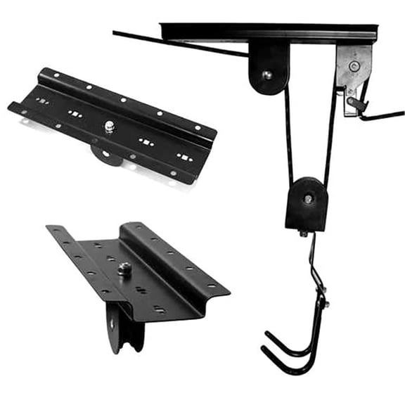 Bike Hoist Garage  Lift Pulley System 60kg Steel Black 2 Rack Hooks