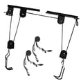 thumbnail image 1 of Bike Hoist Garage  Lift Pulley System 60kg Steel Black 2 Rack Hooks, 1 of 7
