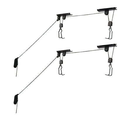 Bike Hoists – Overhead Pulley System with 100 lb Capacity for Bicycles or Ladders – Secure Garage Ceiling Storage by RAD Cycle (Set of 2)