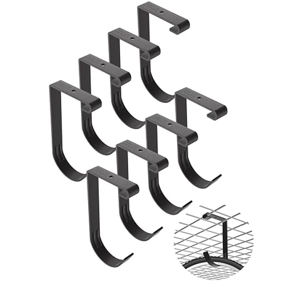 Bike Hooks for Garage Ceiling Mount Rack – Heavy Duty 4X8 Overhead Garage Storage Rack for Ceiling Hanging Bicycle Shelves, Add on Storage Flat Hooks Accessory and Wall Hanger (Flat Hook 8 Pack)