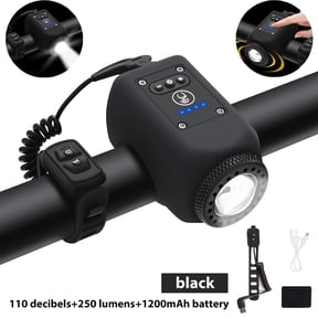 Bike Horn with Light,110 dB Loud Bicycle Horn, Electric Bike Headlight with 4 Light Modes, 6 Sounds Adjustable Volume, Rechargeable Battery Bike Front Light for Road, Mountain, Commuter Bicycles