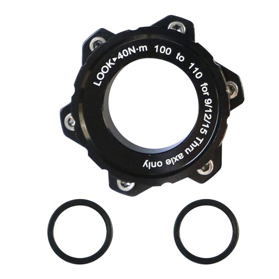 Bike Hub Adapter Center Lock to 6-Bolt for Boost Hub, Front 100mm to 110mm and Rear 142mm to 148mm Conversion with aluminum Alloy Base and Stainless Steel Plate(Front 15x100 to 110 Black)