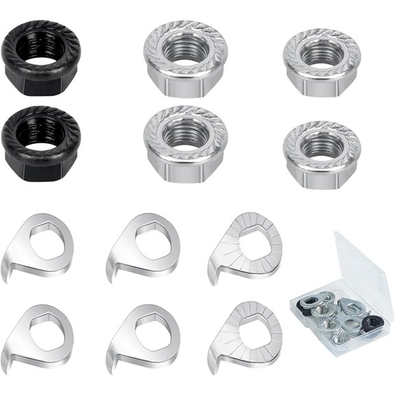 Bike Hub Nut and Bike Safety Washer Kit, Bicycle Hub Nut M8 M9.5 M10 Front Bike Wheel Hub Nut and Rear Bike Wheel Hub Nut for Mountain Road Bike
