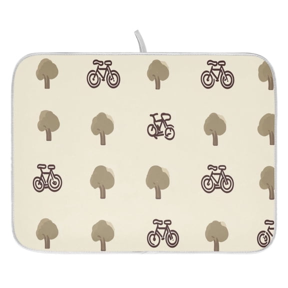 Bike Icons Design Dish Drying Mat for Kitchen, Quick Drying Absorbent Soft Durable 18 x 24"