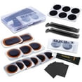 thumbnail image 1 of Bike Inner Tire Patch Repair Kit 17Pcs - with 11 PCS Vulcanizing Patches, 6 PCS Pre Glued Patchs, Portable Storage Box, Metal Rasp and Lever - Also for Motorcycle, BMX and Inflatable Rubber., 1 of 5