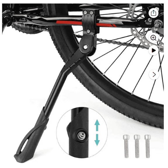 Bike Kickstands, Adjustable Rear Side Bicycle Kickstand for 24 26 27 29 inch, Riding Kick Stands for Teen Adult Bike 24-29 inch Mountain Bike 700 Road Bike BMX MTB