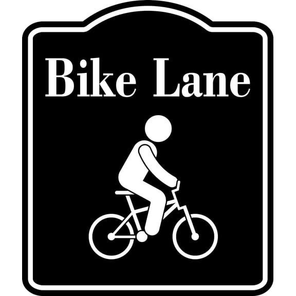 Bike Lane Symbol BLACK Aluminum Composite Sign, 20"x24"