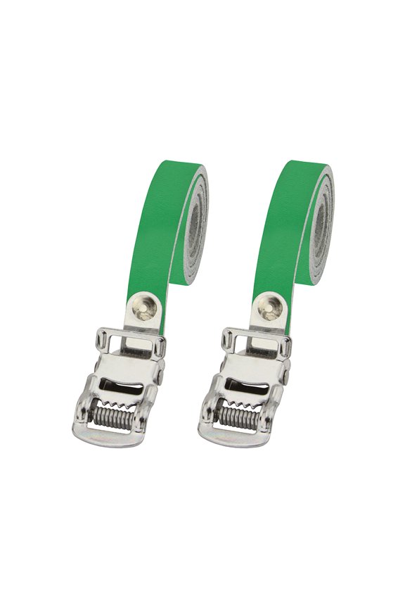 Bike Leather Toe Straps Green.