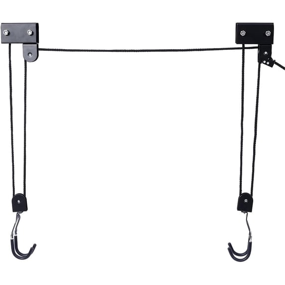 Bike Lift Hoist, Kayak Storage Hoist Heavy Duty Ceiling Mountain Bicycle Hanger Pulley Rack with 125lb Capacity, Overhead Pulley Systemfor Canoes, Bikes, Ladders, and More