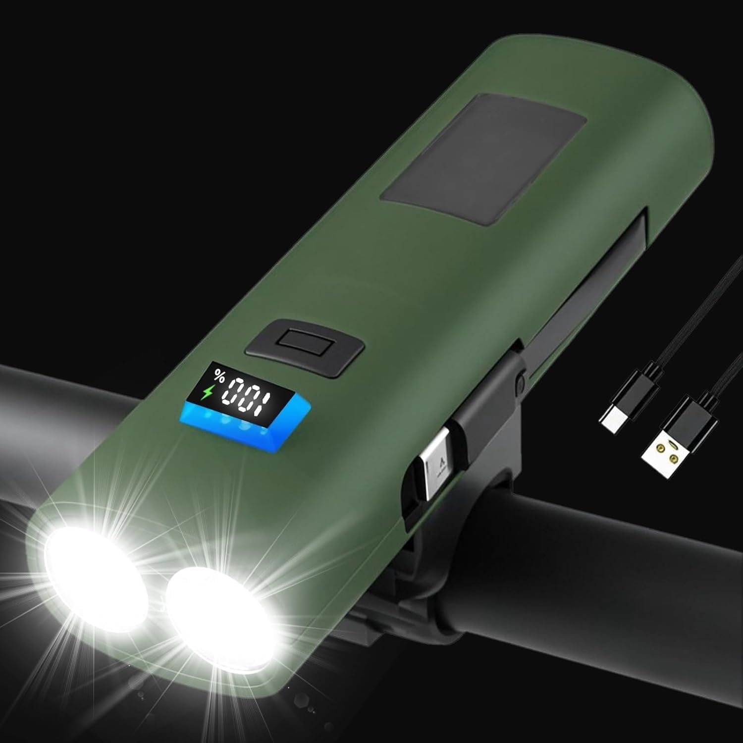 Roomark Super Bright Bike Lights - 5000 Lumens Bicycle Light With 360° Rotation & Power Bank Function