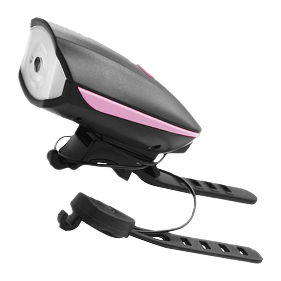 Bike Light Bicycle Headlight with Horn USB Rechargeable LED Front Light IP44 Waterproof 5 Modes 120dB for Night Cycling Safety Pink