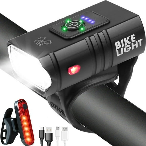 Bike Light, High Lumens Super Bright Bicycle Light, 6+4 Modes USB Rechargeable Bike Headlight & Tail Light Set, Waterproof Safety Bike Front & Rear Light for Road, Mountain, Night Riding