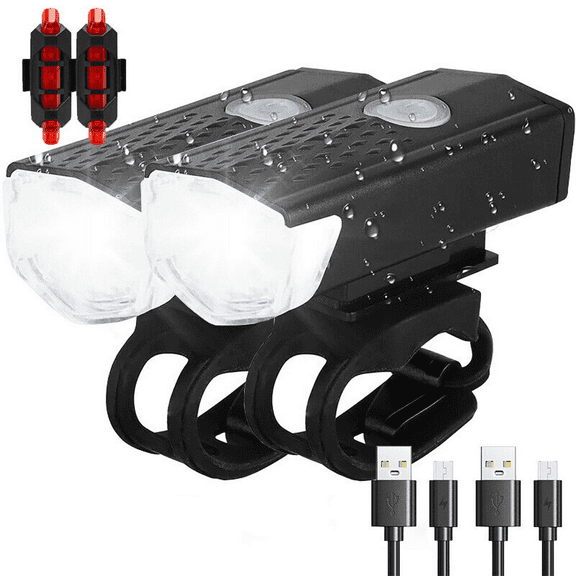 Bike Light, High Lumens Super Bright Bicycle Light,Kepeak 3 Modes USB Rechargeable Bike Headlight & Tail Light Set, Waterproof Safety Bike Front & Rear Light for Road, Mountain, Night Riding