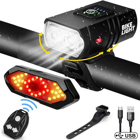 Bike Light, High Lumens Super Bright Bicycle Light, USB Rechargeable Bike Headlight & Tail Light Set, Safety Bike Front & Rear Light for Road, Mountain, Night Riding