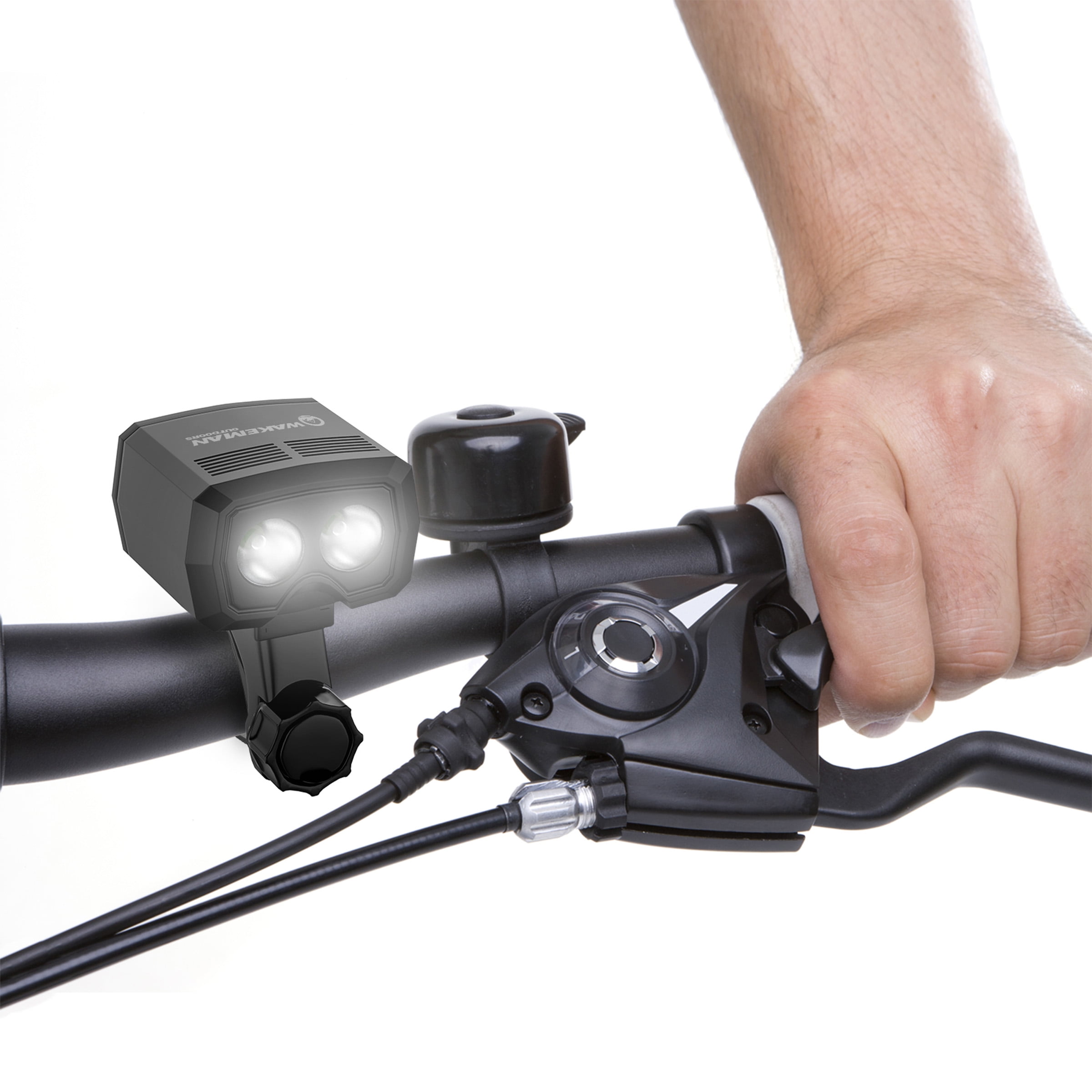 Bike Light-LED Front Bicycle Headlight-Bright USB Rechargeable Handlebar Lamp, 360° Mobility, Detachable, Compact for Road Safety by Wakeman Outdoors