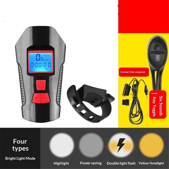Bike Light Set,Bicycle Headlight with Horn and Speedometer Odometer,USB Rechargeable Bike Front Light ,Fits All Mountain & Road Bike