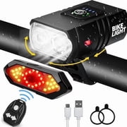 Bike Light Set with Bike Horn Alarm, Remote Control Bike Tail Light with Turn Signals, Bike Headlight for Night Riding, Rechargeable Rear and Front Bike Light