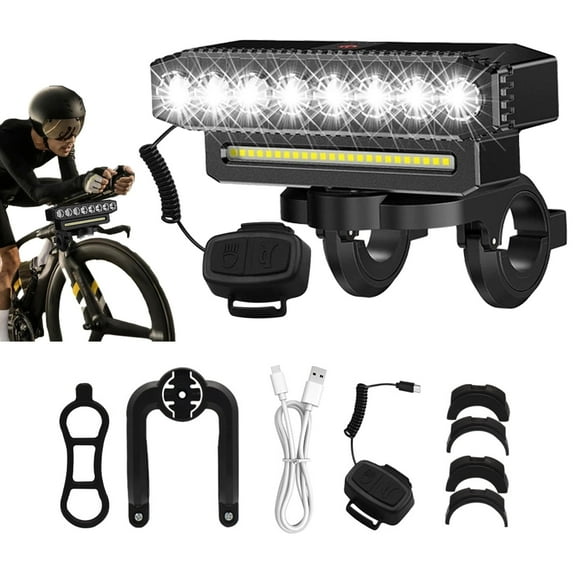 USB Rechargeable 8 LED Bicycle Headlight with 130dB Horn