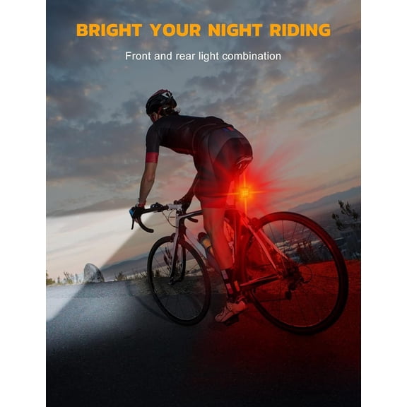 Bike Lights, Bike Lights Set Ultra Bright Rechargeable with 6 Spot & Flood Beams, IP65 Waterproof Bike Lights for Night Riding, DIY 4X4 + 6X6 Modes Bike Headlight and Tail Light Reflectors