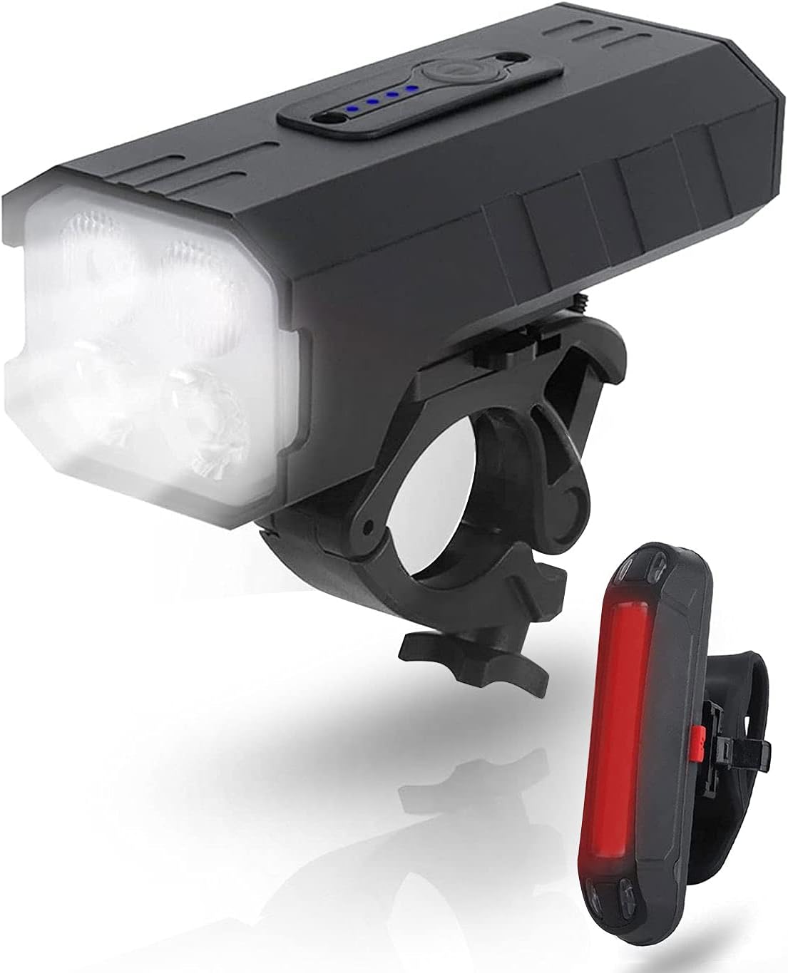 Bike Lights Front and Back, 5000 Lumens Bicycle Lights 4 LED USB