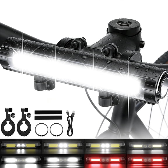 Bike Lights for Night Riding, Rechargeable Bicycle Headlight with Hook, 8 Modes, Aluminum Alloy, Super Bright LED Waterproof Bike Headlight for Mountain, MTB Off-Road, Cycling Commuting