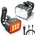 thumbnail image 1 of Bike Lights for Night Riding, Ultra Bright Bike Light Front & Back Set, IP65 Waterproof Rechargeable Bike Light, 4X4 + 6X6 Lightning Modes Bike Headlight+Tail Light for Rider/Road Mountain Cycling, 1 of 8