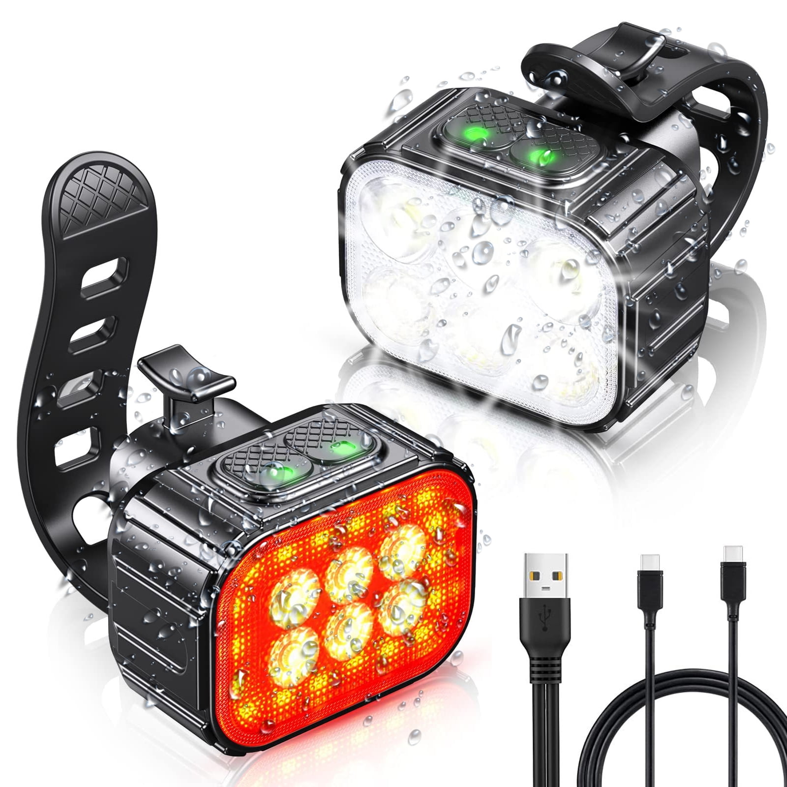 Bike Lights for Night Riding, Ultra Bright Bike Light Front & Back Set, IP65 Waterproof