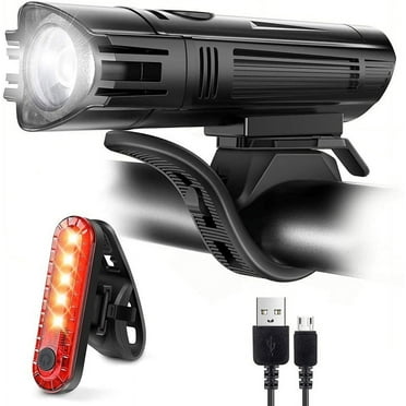 Bike Lights,Ultra Bright USB Rechargeable Bike Light Set, Powerful Bicycle Front Headlight and Back Taillight, 4 Light Modes, Easy to Install for Men Women Road Mountain Cycling Black
