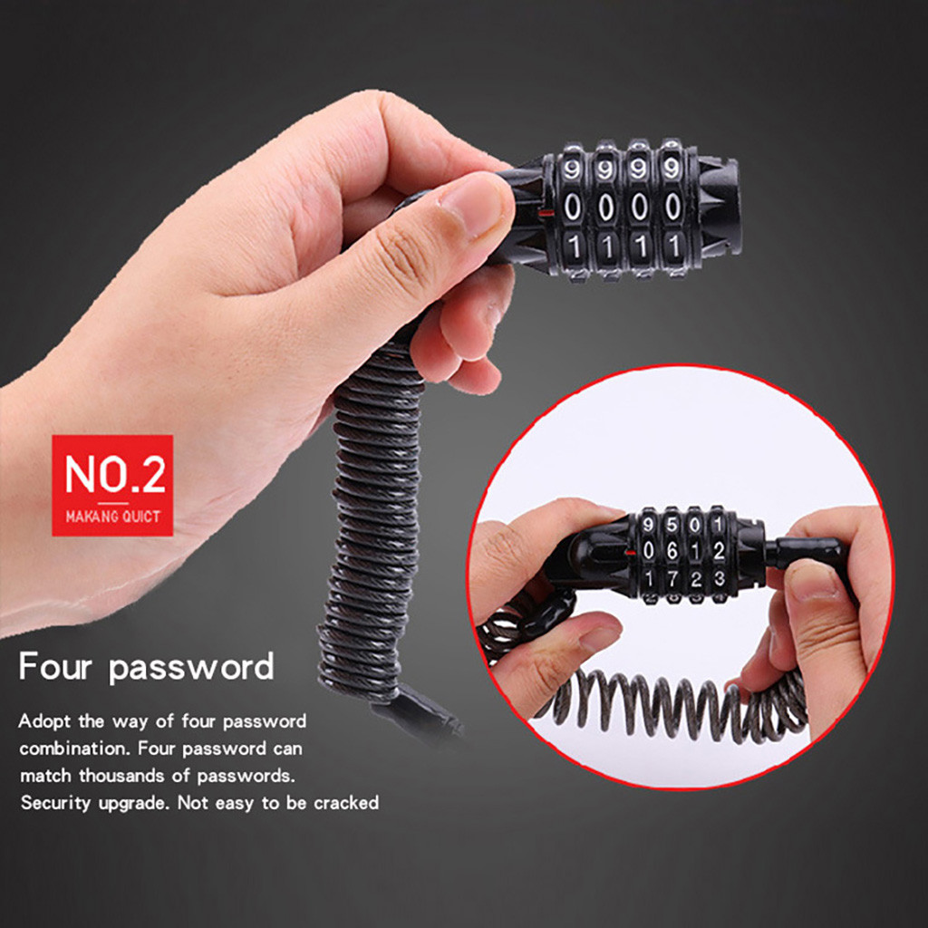 Bike Lock 4 Digit Resettable Combination Lock for Small Bike Street for