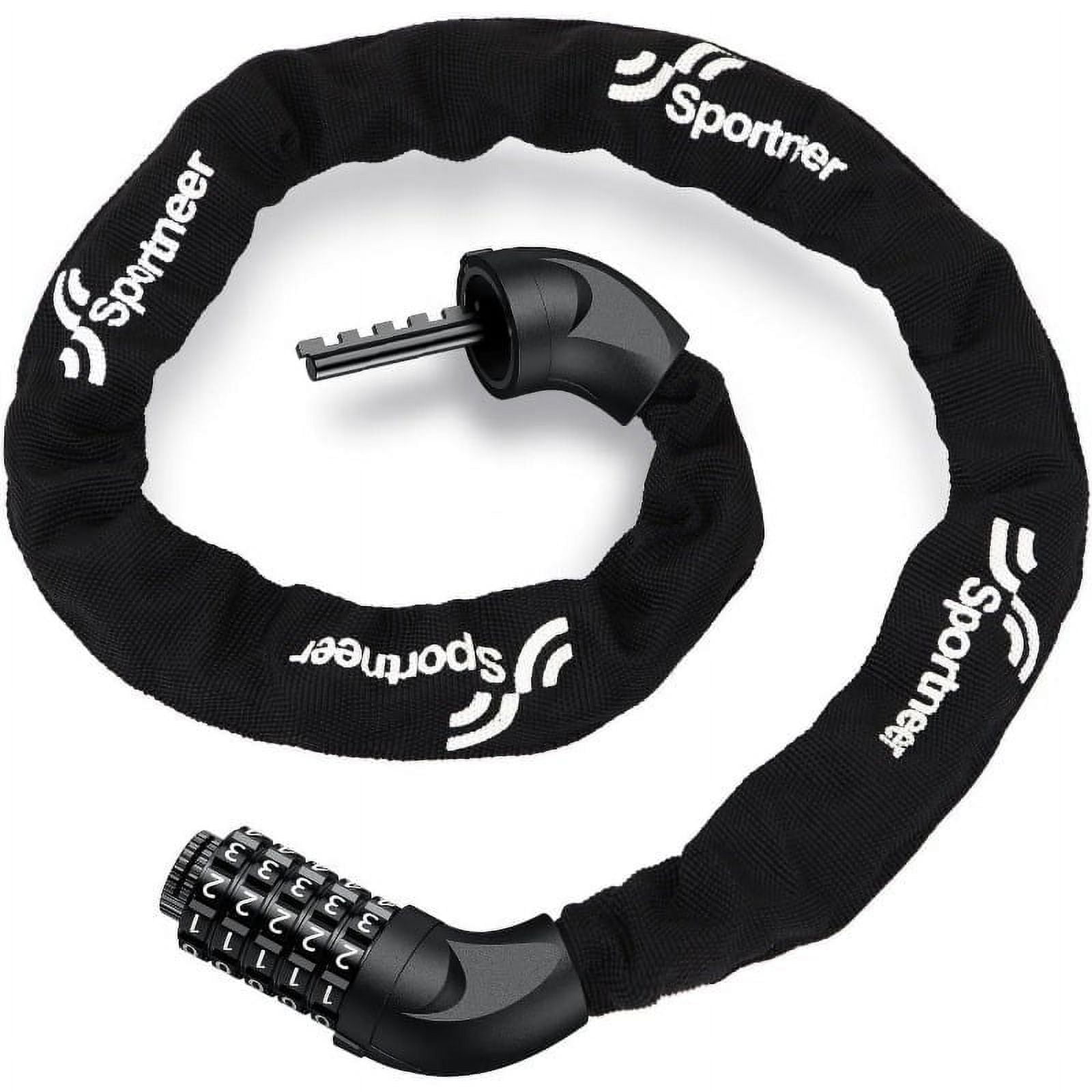 Bike Lock: 5 Digit Combination High Security Anti Theft Bike Chain Lock - 3.2ft Heavy Duty Resettable Keyless Bicycle Lock for Bike, Motorcycle, Scooter, Door & Gate - 4/6mm Thick