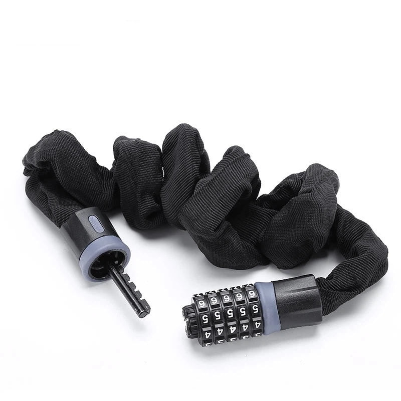 Bike Lock: 5 Digit Combination High Security Anti Theft Bike Chain Lock,Heavy Duty Resettable Keyless Bicycle Lock for Bike, Door & Gate (Chain Length: 90cm dark gray）