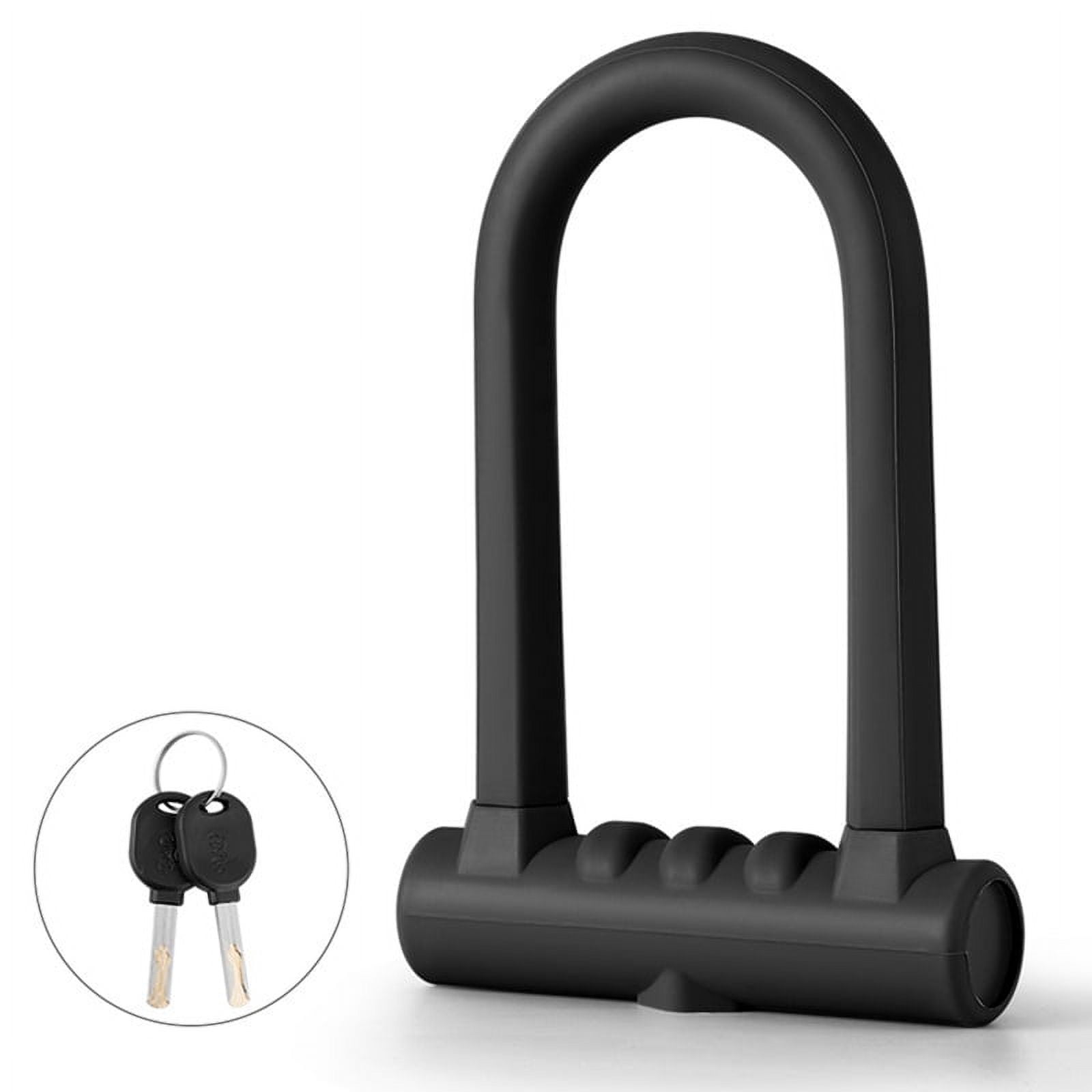 Bike Lock Anti-Theft Mountain Bike Road Bike Silicone U-Lock Helmet Bicycle Electric Scooter Black,1 x Padlock,Black