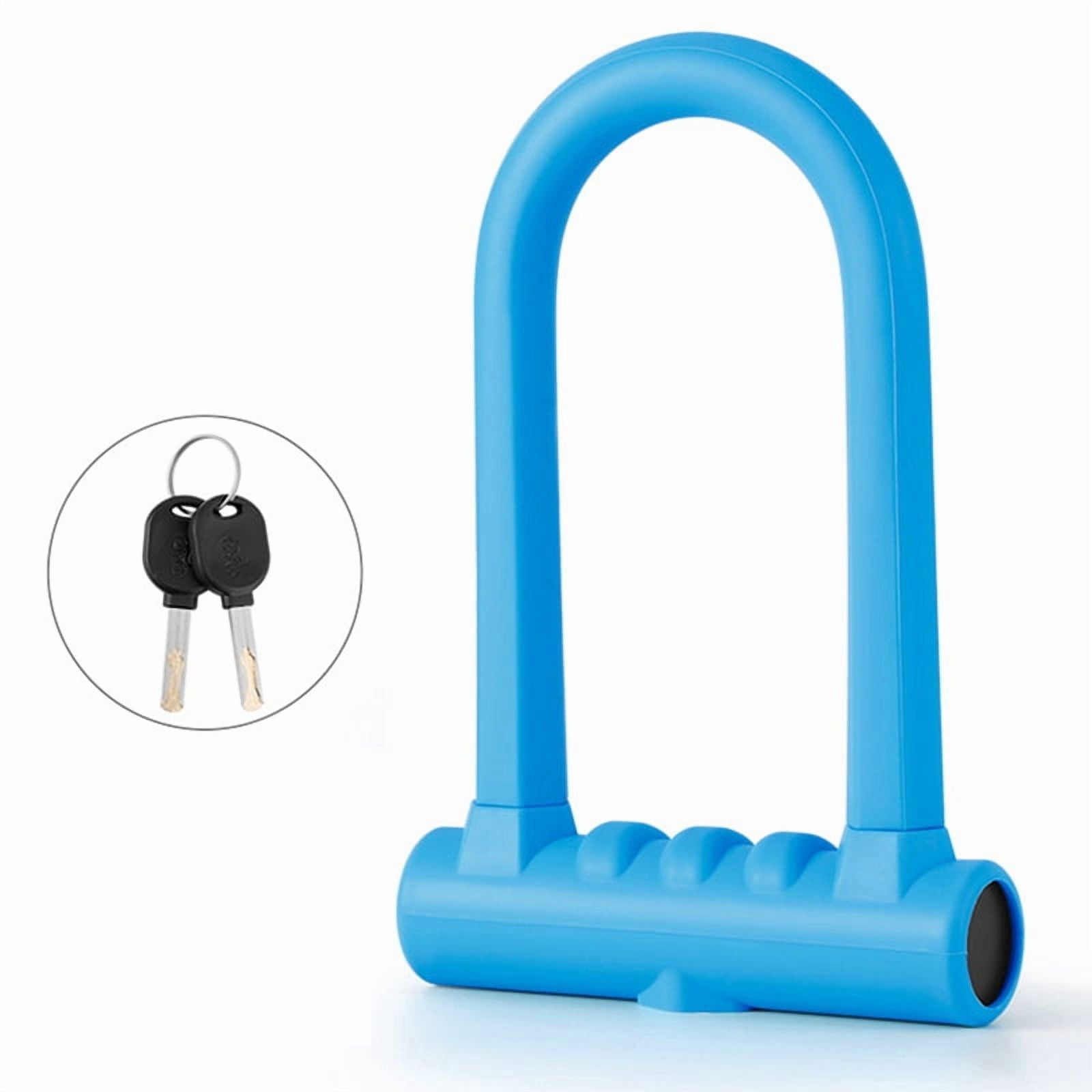 Bike Lock Anti-Theft Mountain Bike Road Bike Silicone U-Lock Helmet Bicycle Electric Scooter Blue,1 x Padlock,Blue