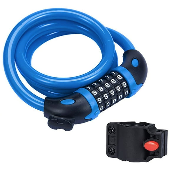 KAWELL Bike Lock Bicycle Chain Lock,with 5-Digit Resettable Number and Mounting Bracket,Combination Coiling Cable Lock Best for Bicycle Outdoors - 4 Feet x 1/2 Inch