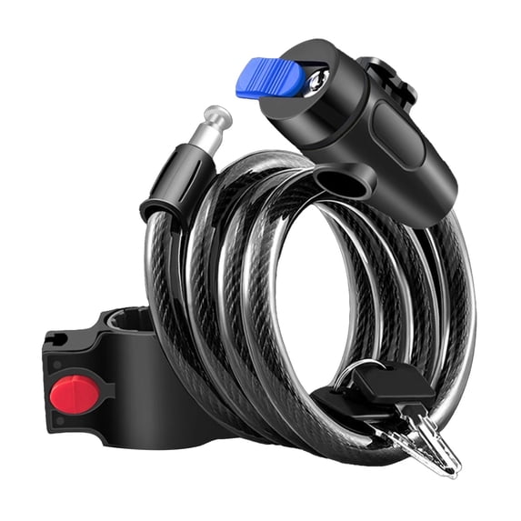 Bike Lock, Bike Cable Locks with 2 Keys, Weatherproof Heavy Duty Bicycle Lock Cable Anti-Theft Security Cable with Mounting Bracket for Motorcycle, Scooter, Ebike