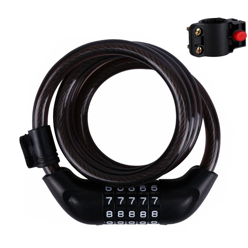 Bike Lock, Bike Locks Cable, High Security 5 Digit Resettable Combination Coiling Bicycle Lock, Heavy Duty Anti Theft Cable Locks