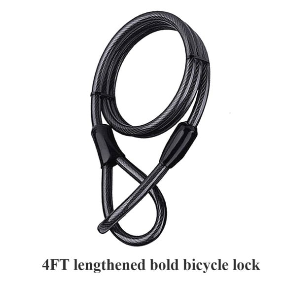 Bike Lock Cable - 10mm Thick Security Cable with Loops 4 FT Long Coiled Security Resettable Cable Lock, Braided Steel Coated Safety Cable Luggage Lock (1PCS)