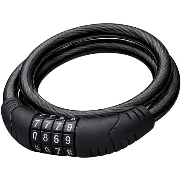 Bike Lock Cable 4 Ft 8mm Combination Bicycle Lock for Bikes Scooters Black