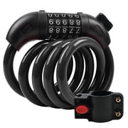 Fosmon 4ft Heavy Duty 5-Digit Resettable Combination Bike Lock Security Cable Lock with Mounting Bracket, Flexible Steel - Black